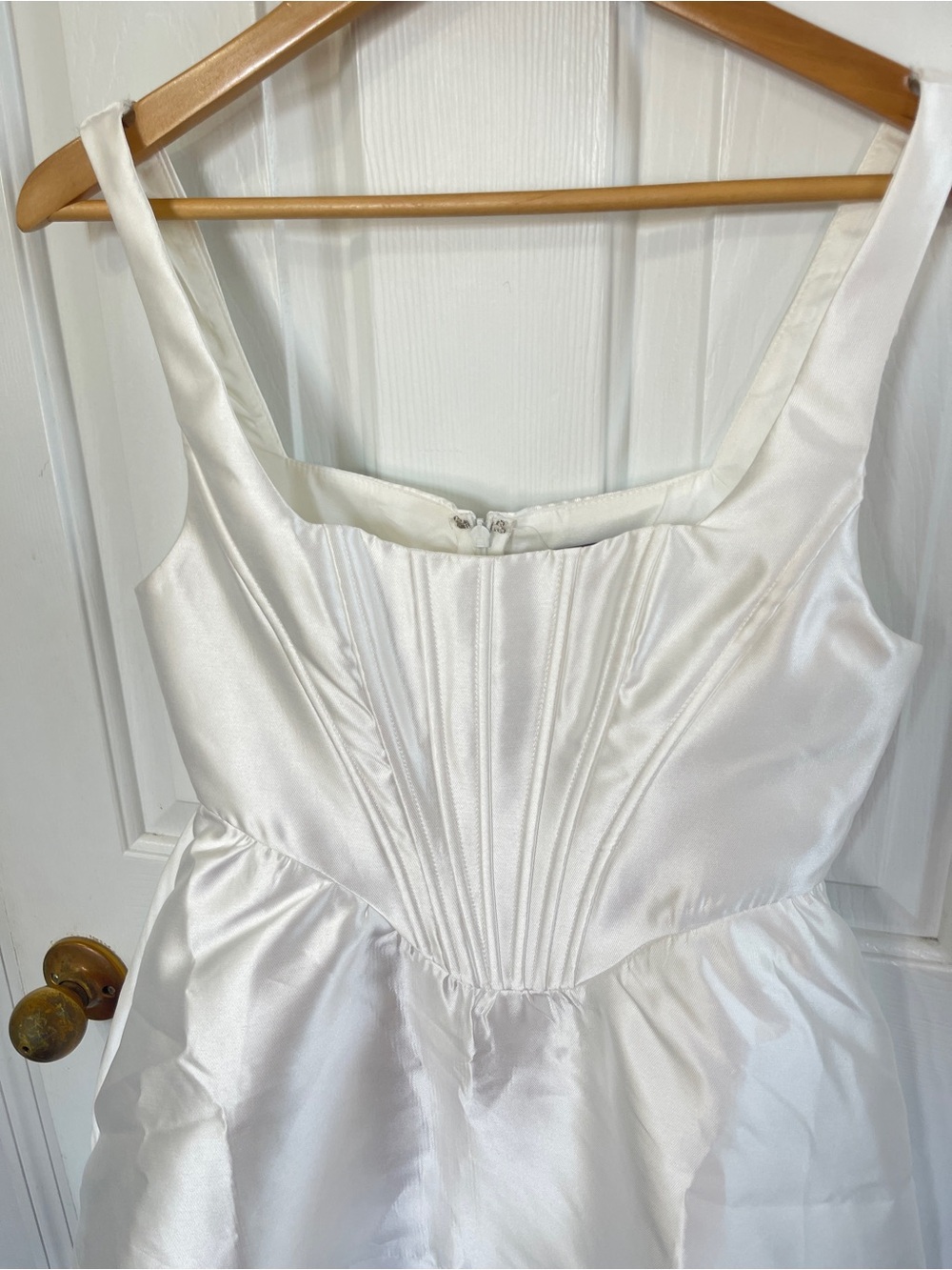 Lulu’s Bubbly Love SmallWhite Taffeta Corset Mini Dress Fit & Flare - Picture 5 of 8
